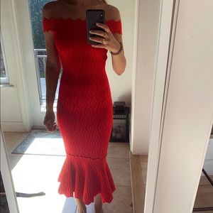 Jonathan Simkhai off the shoulder red dress